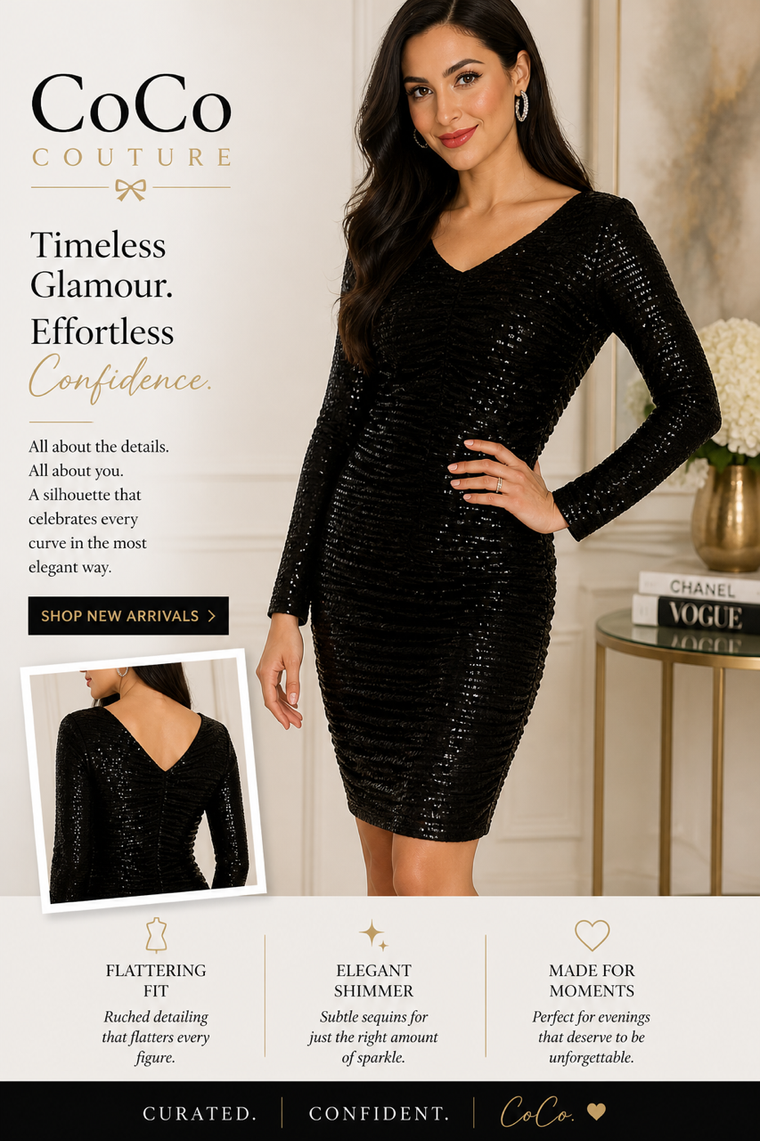 244242 Black Shimmer Sequin Like Dress in Size 6 Only by FRANK LYMAN | The  CoCo Couture