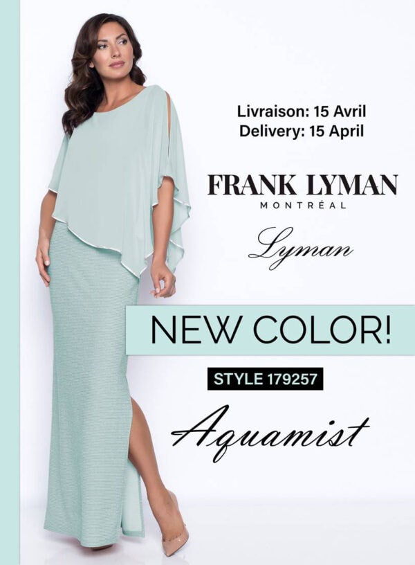 179257 Aquamist Knit Long Formal Dress by FRANK LYMAN The CoCo Couture