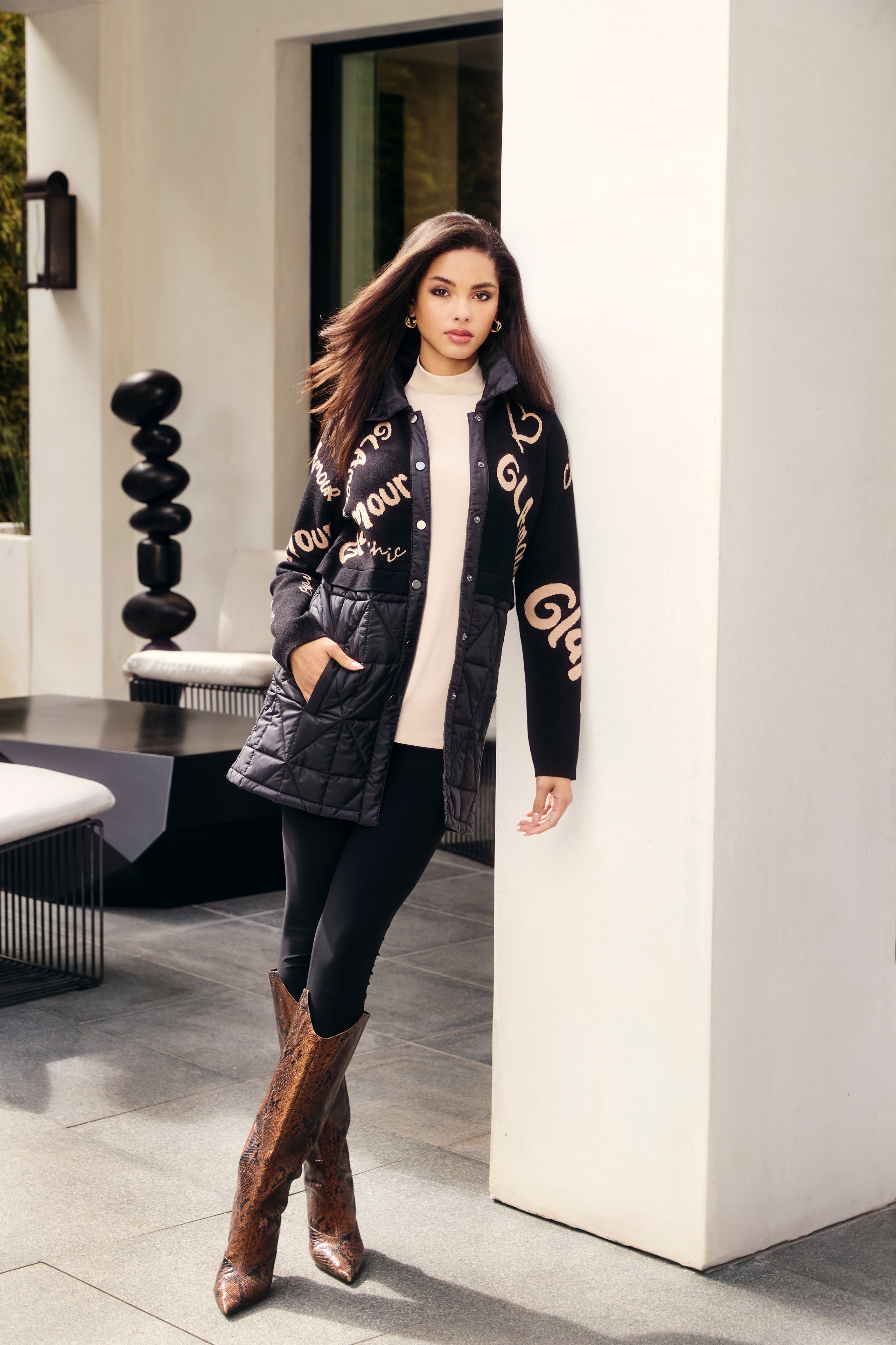 243484U Black & Beige Puff Style Jacket by FRANK LYMAN | The